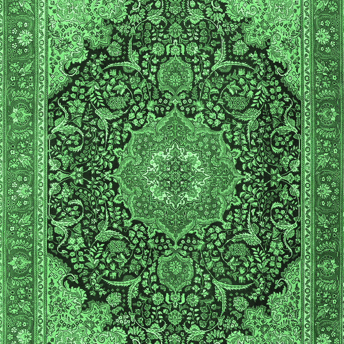 Medallion Emerald Green Traditional Rug, tr4424emgrn