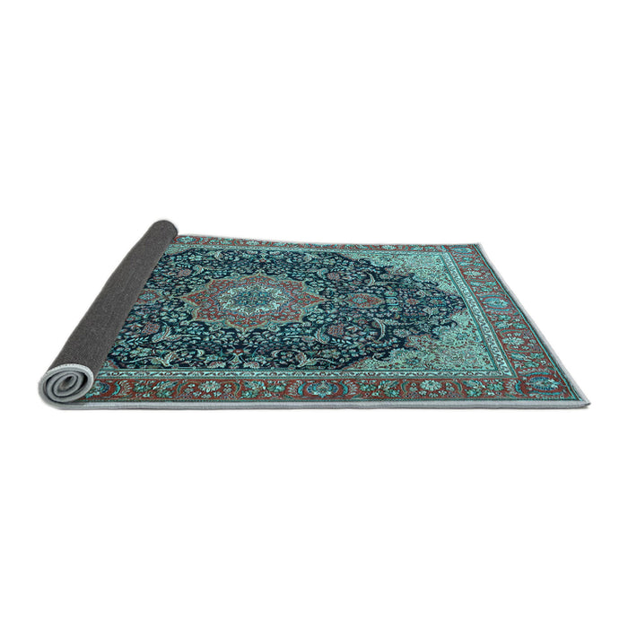Sideview of Medallion Light Blue Traditional Rug, tr4424lblu