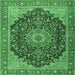 Square Medallion Emerald Green Traditional Rug, tr4424emgrn