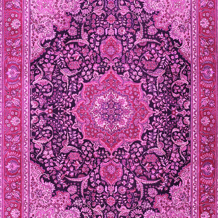 Machine Washable Medallion Pink Traditional Rug, wshtr4424pnk