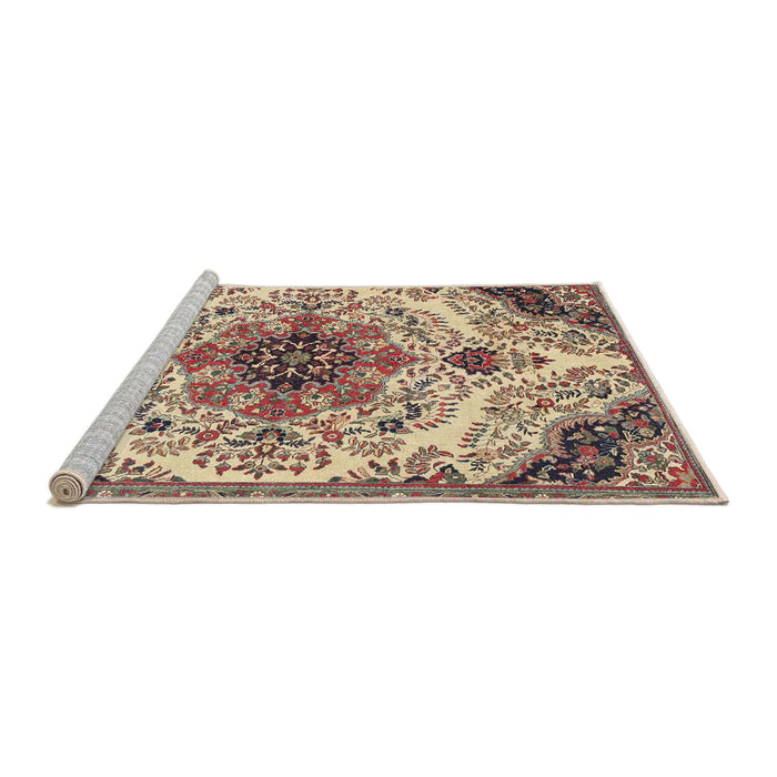 Sideview of Machine Washable Traditional Chestnut Brown Rug, wshtr4425