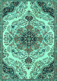 Medallion Turquoise Traditional Rug, tr4425turq