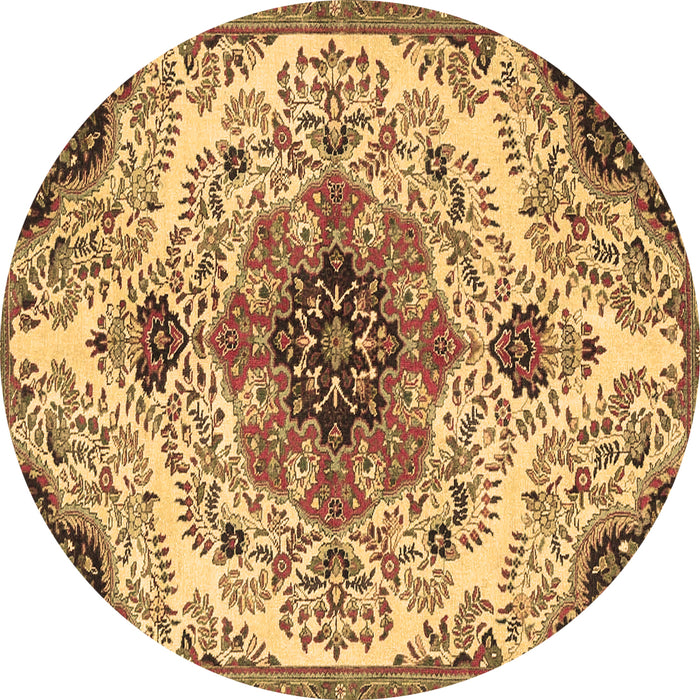 Round Medallion Brown Traditional Rug, tr4425brn