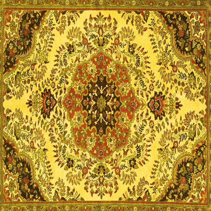 Square Medallion Yellow Traditional Rug, tr4425yw