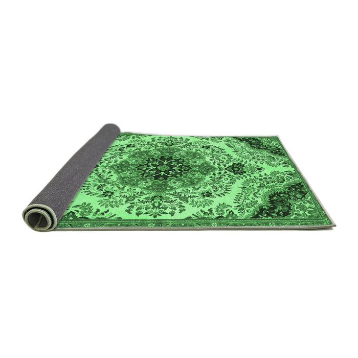 Sideview of Medallion Emerald Green Traditional Rug, tr4425emgrn