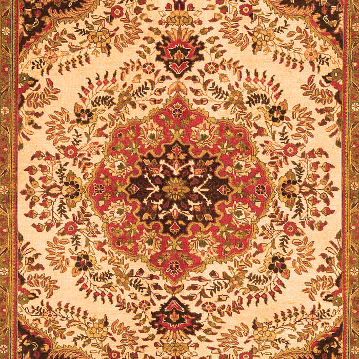 Serging Thickness of Machine Washable Medallion Orange Traditional Area Rugs, wshtr4425org