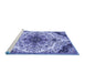 Sideview of Machine Washable Medallion Blue Traditional Rug, wshtr4425blu