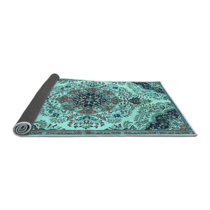 Sideview of Medallion Light Blue Traditional Rug, tr4425lblu