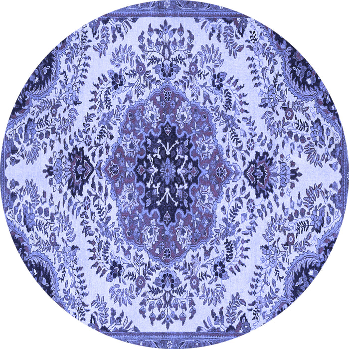 Round Medallion Blue Traditional Rug, tr4425blu