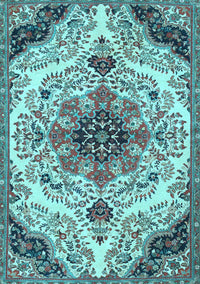 Medallion Light Blue Traditional Rug, tr4425lblu