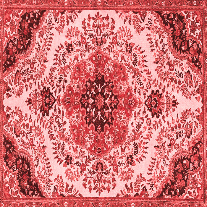 Machine Washable Medallion Red Traditional Rug, wshtr4425red