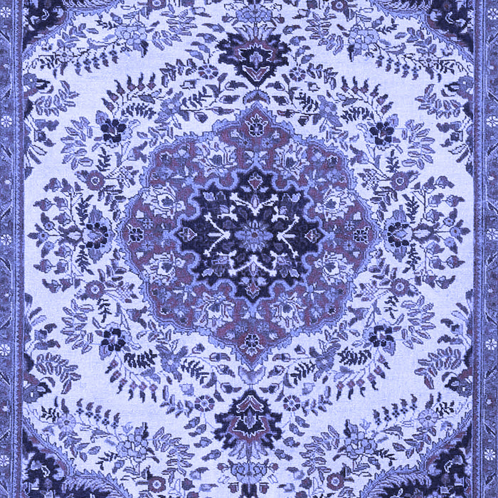 Machine Washable Medallion Blue Traditional Rug, wshtr4425blu