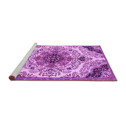 Sideview of Machine Washable Medallion Purple Traditional Area Rugs, wshtr4425pur