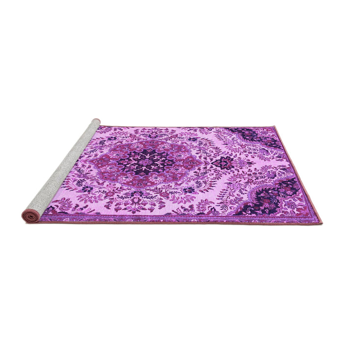Sideview of Machine Washable Medallion Purple Traditional Area Rugs, wshtr4425pur