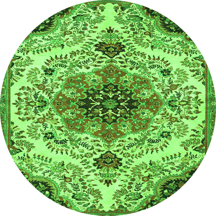 Square Medallion Green Traditional Rug, tr4425grn