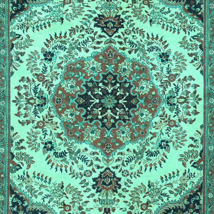 Machine Washable Medallion Turquoise Traditional Area Rugs, wshtr4425turq