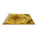 Sideview of Machine Washable Medallion Yellow Traditional Rug, wshtr4425yw