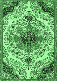 Medallion Emerald Green Traditional Rug, tr4425emgrn