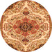 Square Medallion Orange Traditional Rug, tr4425org