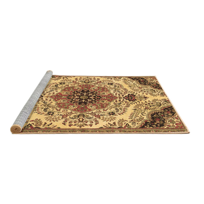 Sideview of Machine Washable Medallion Brown Traditional Rug, wshtr4425brn