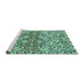 Sideview of Machine Washable Persian Turquoise Traditional Area Rugs, wshtr4426turq