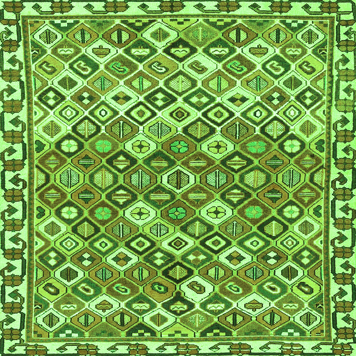 Round Machine Washable Persian Green Traditional Area Rugs, wshtr4426grn