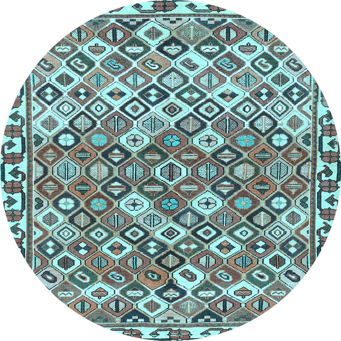 Round Machine Washable Persian Light Blue Traditional Rug, wshtr4426lblu