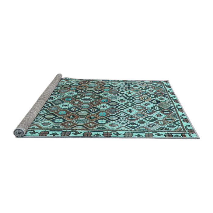 Sideview of Machine Washable Persian Light Blue Traditional Rug, wshtr4426lblu