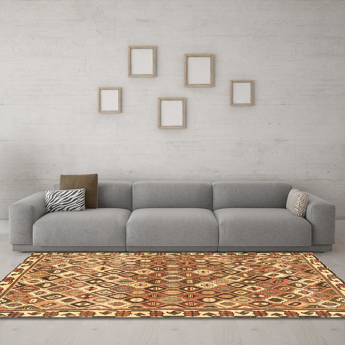 Machine Washable Persian Brown Traditional Rug in a Living Room,, wshtr4426brn