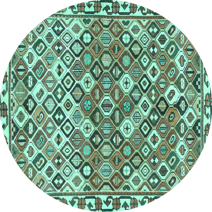Round Persian Turquoise Traditional Rug, tr4426turq