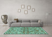 Machine Washable Persian Turquoise Traditional Area Rugs in a Living Room,, wshtr4426turq