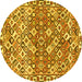 Round Machine Washable Persian Yellow Traditional Rug, wshtr4426yw