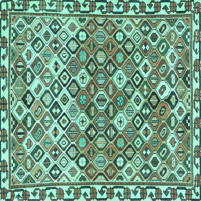 Square Machine Washable Persian Turquoise Traditional Area Rugs, wshtr4426turq