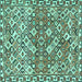 Square Machine Washable Persian Turquoise Traditional Area Rugs, wshtr4426turq