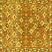 Square Machine Washable Persian Yellow Traditional Rug, wshtr4426yw