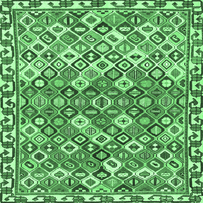 Square Persian Emerald Green Traditional Rug, tr4426emgrn