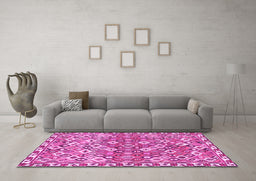 Machine Washable Persian Pink Traditional Rug in a Living Room, wshtr4426pnk