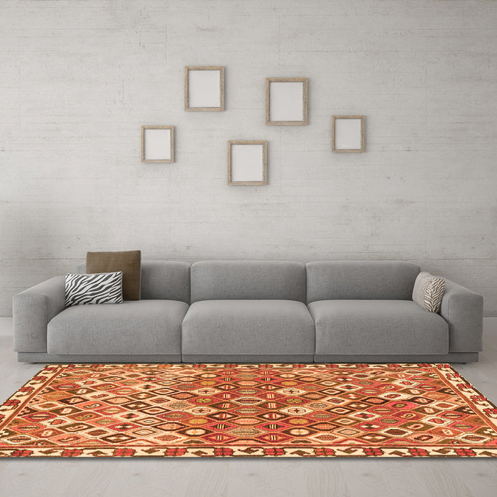 Machine Washable Persian Orange Traditional Area Rugs in a Living Room, wshtr4426org