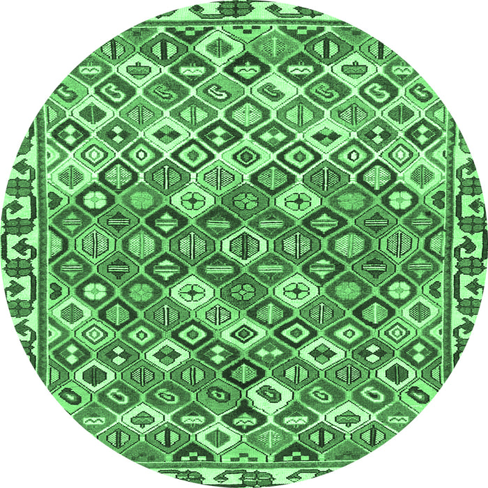 Round Persian Emerald Green Traditional Rug, tr4426emgrn