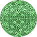 Round Persian Emerald Green Traditional Rug, tr4426emgrn