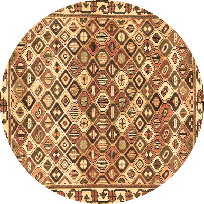 Round Machine Washable Persian Brown Traditional Rug, wshtr4426brn