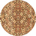 Round Machine Washable Persian Brown Traditional Rug, wshtr4426brn