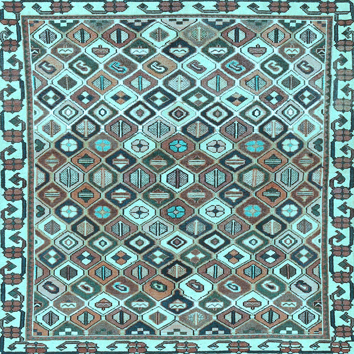 Square Machine Washable Persian Light Blue Traditional Rug, wshtr4426lblu