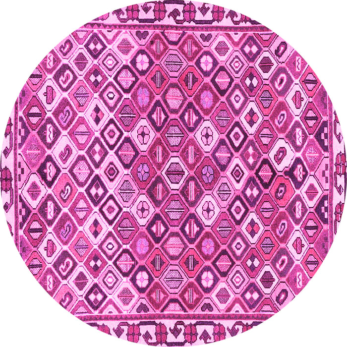 Round Machine Washable Persian Pink Traditional Rug, wshtr4426pnk