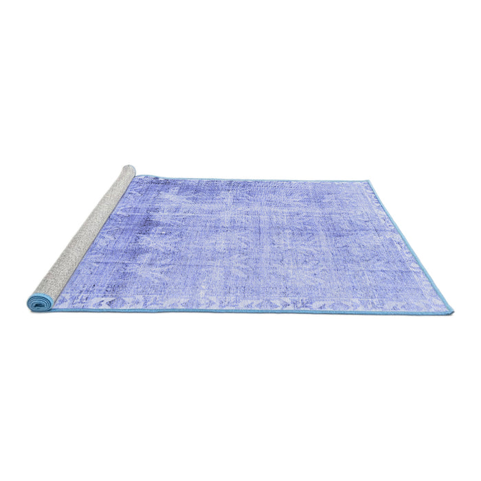 Sideview of Machine Washable Persian Blue Traditional Rug, wshtr4427blu