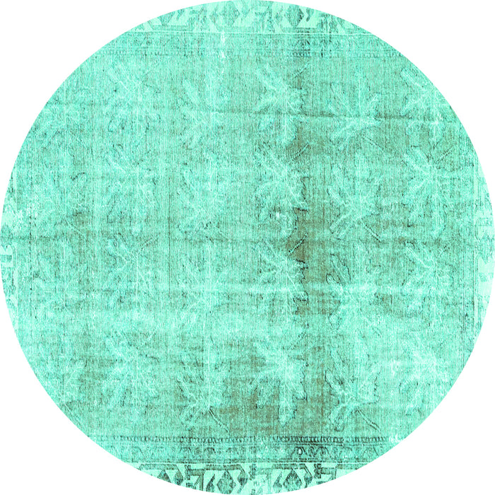 Round Persian Turquoise Traditional Rug, tr4427turq