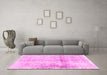 Machine Washable Persian Pink Traditional Rug in a Living Room, wshtr4427pnk