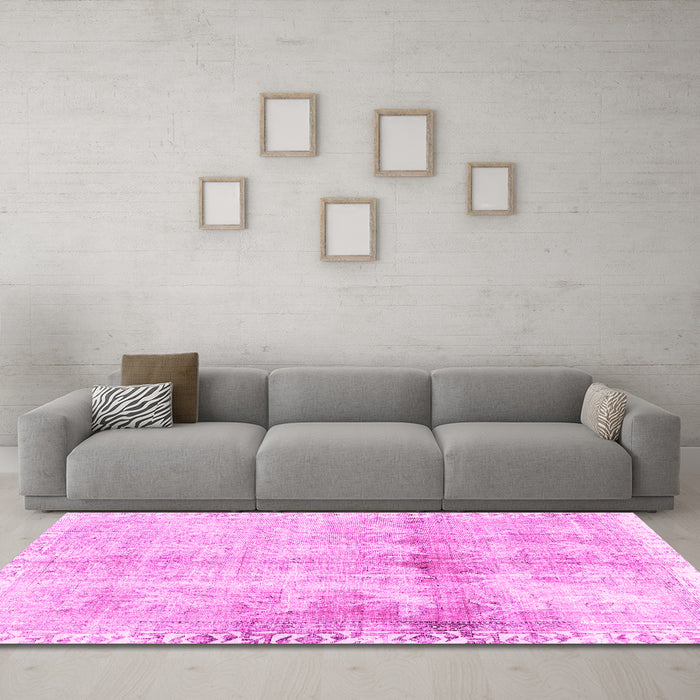 Machine Washable Persian Pink Traditional Rug in a Living Room, wshtr4427pnk