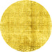 Round Persian Yellow Traditional Rug, tr4427yw