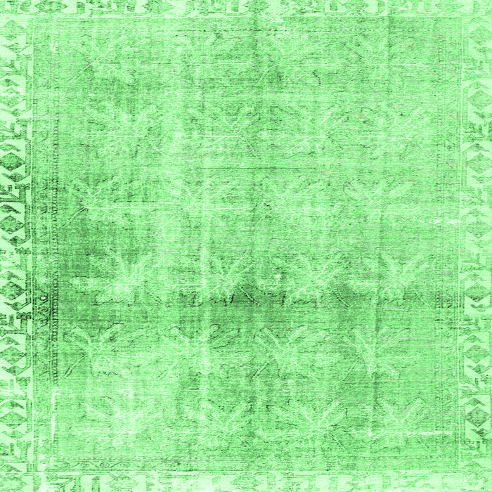 Square Machine Washable Persian Emerald Green Traditional Area Rugs, wshtr4427emgrn